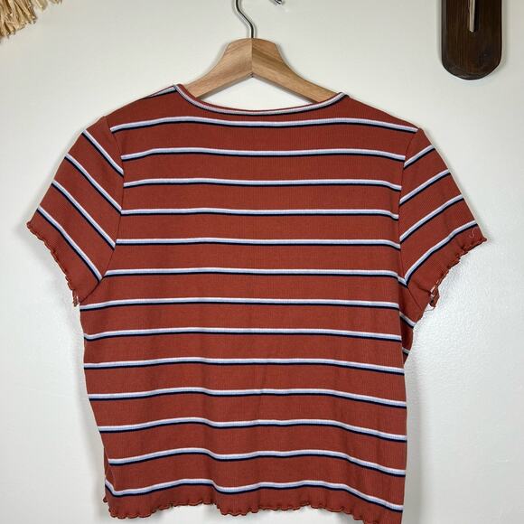 American Eagle Rust Orange Striped Crop Top Size XL - Picture 4 of 4